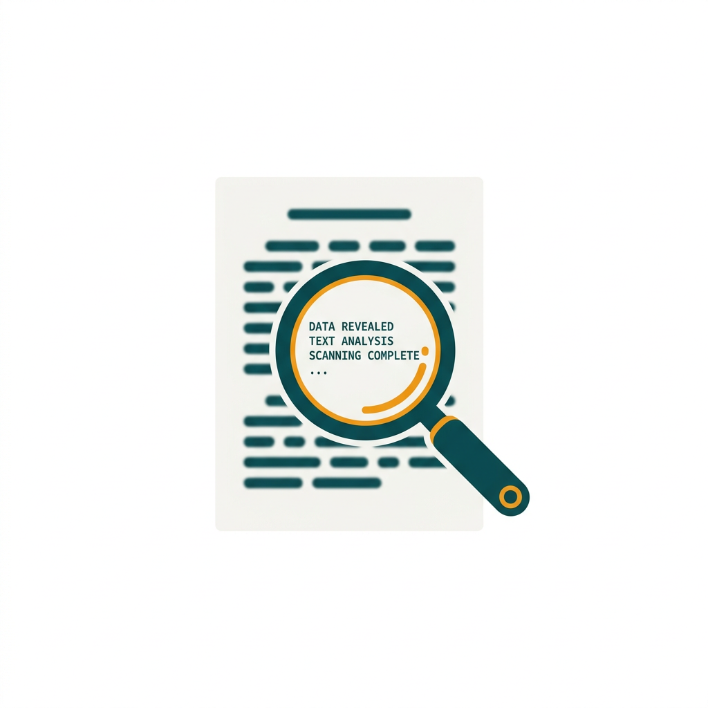 a magnifying glass over a scanned document, revealing crisp digital text