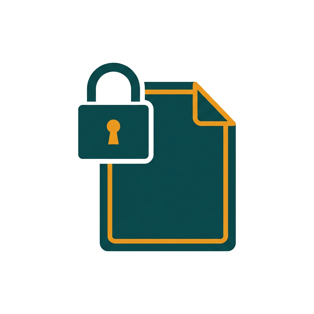 a closed padlock icon superimposed on a document corner