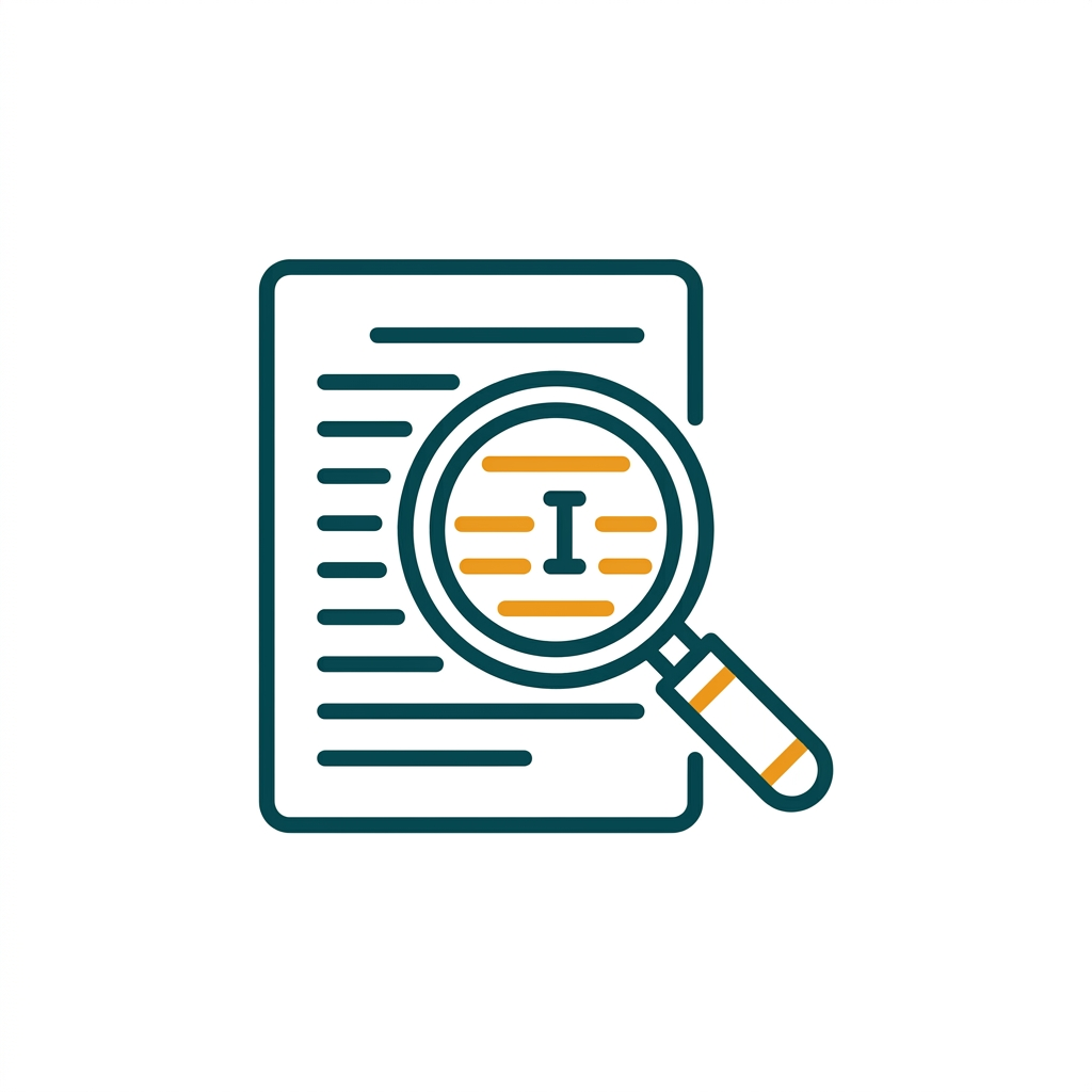 a document page with a magnifying glass over text, showing an editable cursor