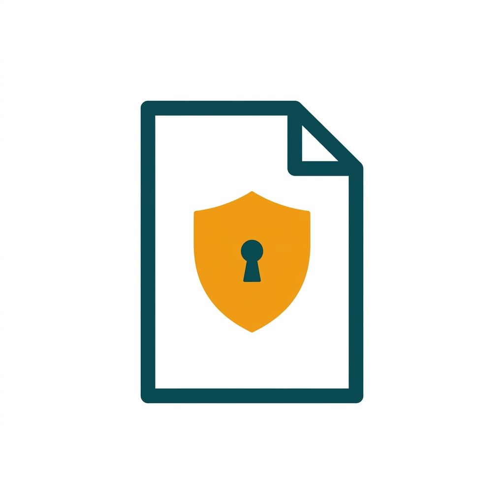 a document icon with a shield and a keyhole in the center