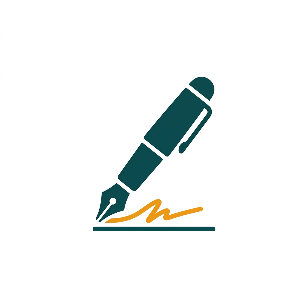 a fountain pen icon signing a line on a document