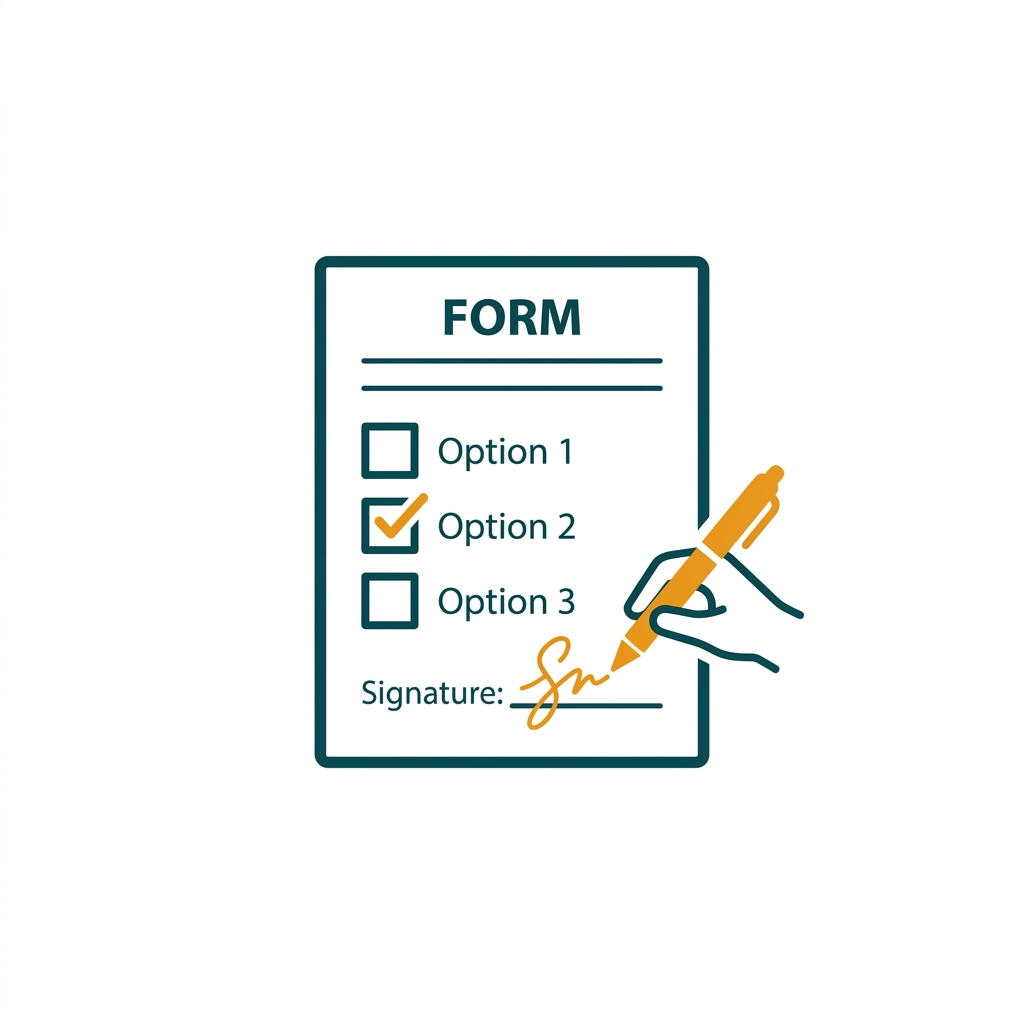 an interactive form with checkboxes and a signature line being filled out