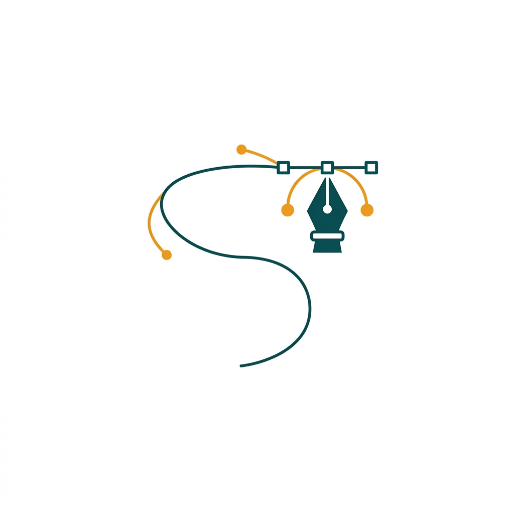 a vector pen tool icon creating a smooth, elegant bezier curve