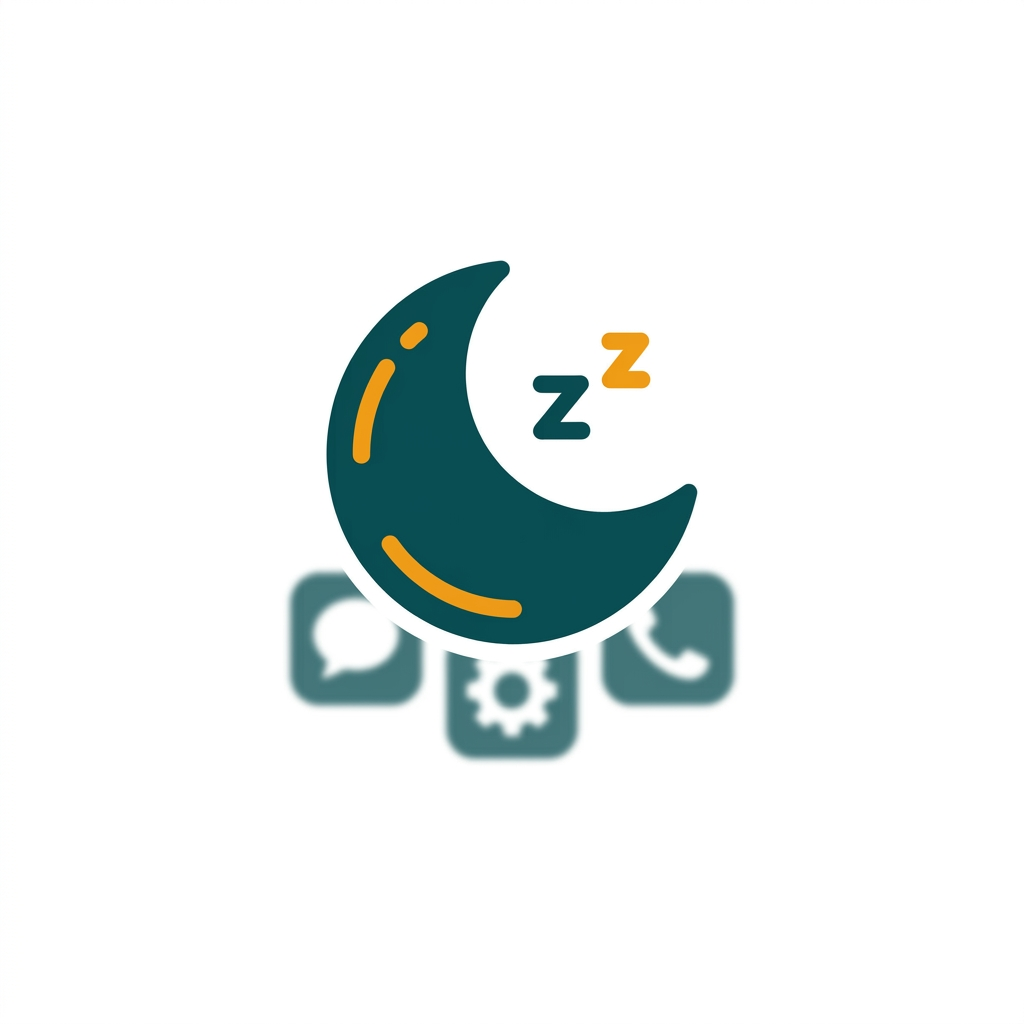 a crescent moon icon over several faded application logos, symbolizing sleep mode
