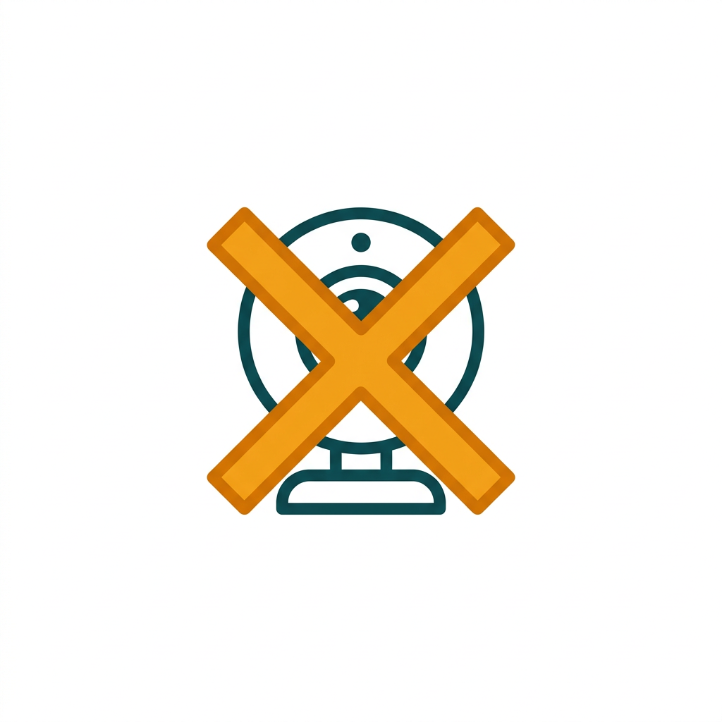 a simple webcam icon with a red cross over it, indicating disabled access