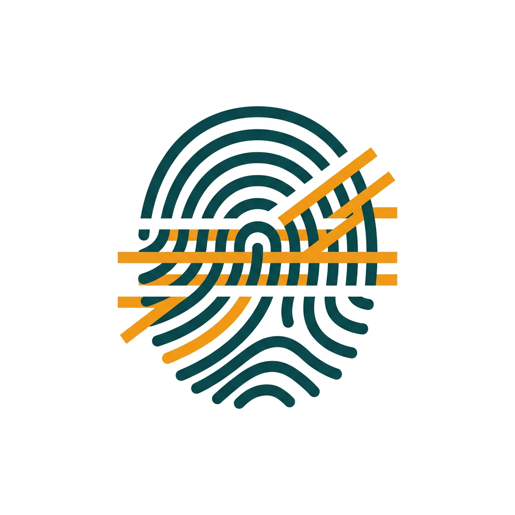a stylized fingerprint icon being obscured or anonymized, symbolizing anti-tracking technology