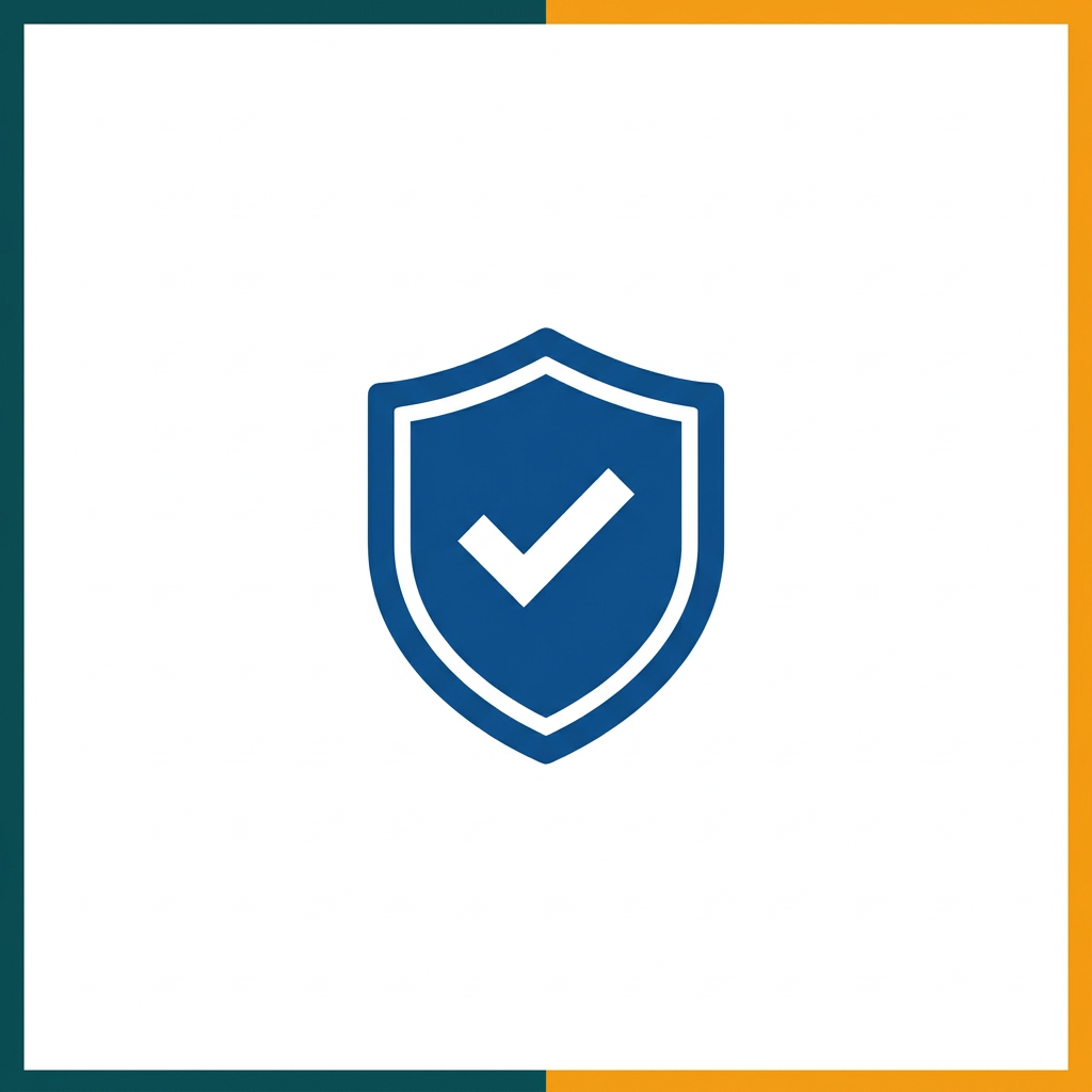 a solid blue shield with a white checkmark in the center, representing core protection