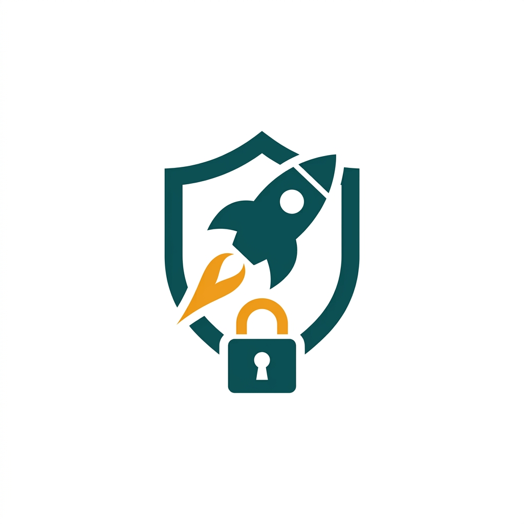 a collection of tools like a shield, a rocket, and a padlock, symbolizing a complete suite