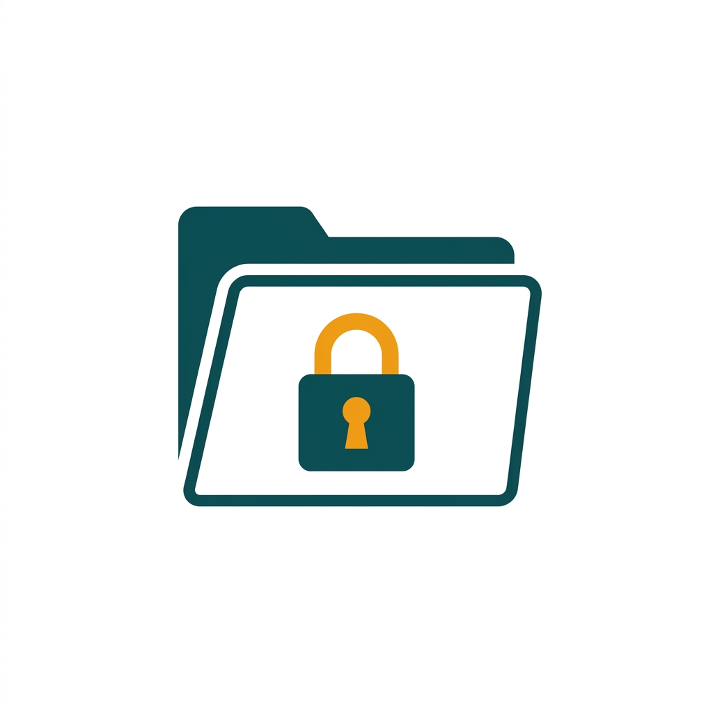 a digital file folder with a heavy padlock symbol on it, minimal vector icon