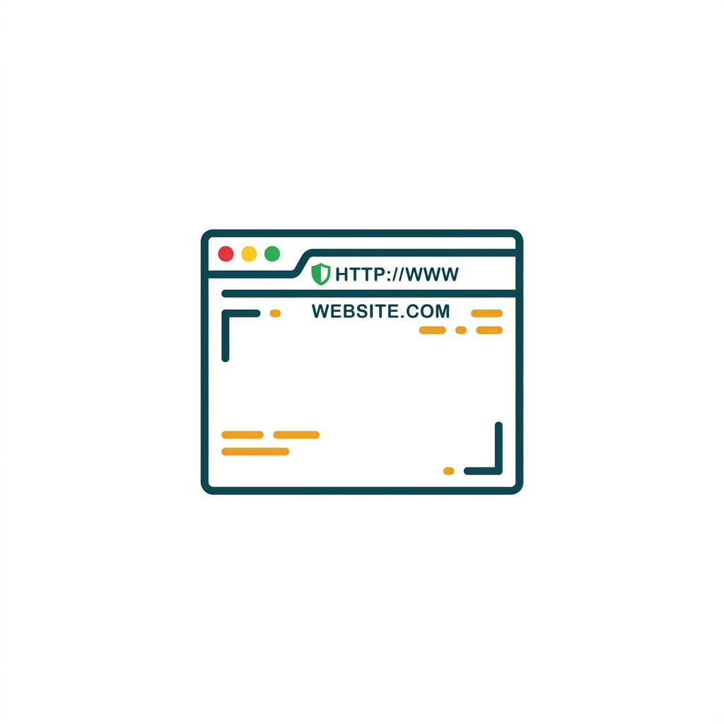 a web browser window with a green shield icon in the address bar, minimal vector icon