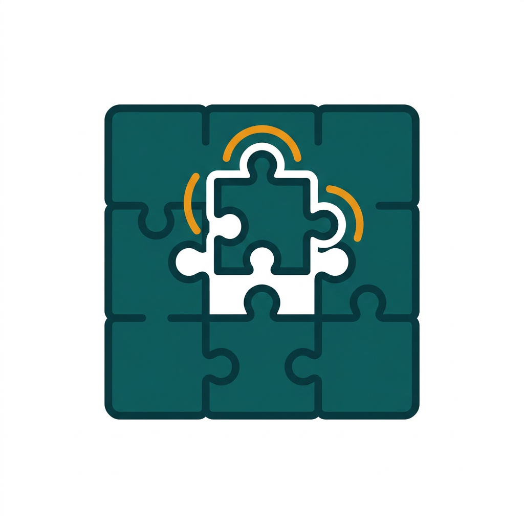 a simple puzzle piece fitting into a larger structure, representing software updates