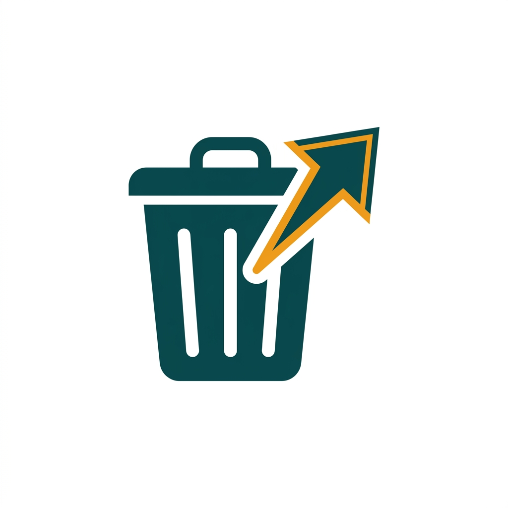 a trash bin icon with an arrow pointing away, symbolizing uninstallation