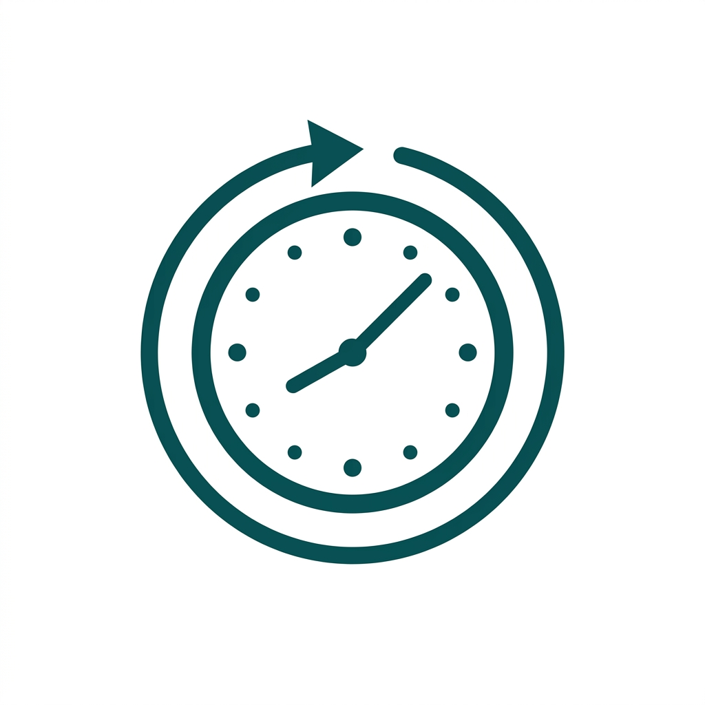 a simple clock icon with a circular arrow around it, indicating automatic processes