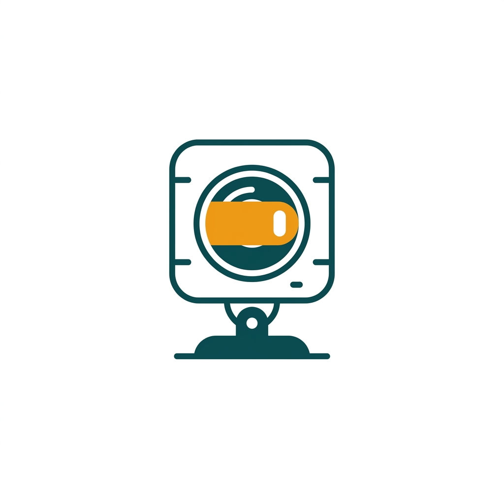 a stylized webcam with a privacy shutter closed over the lens