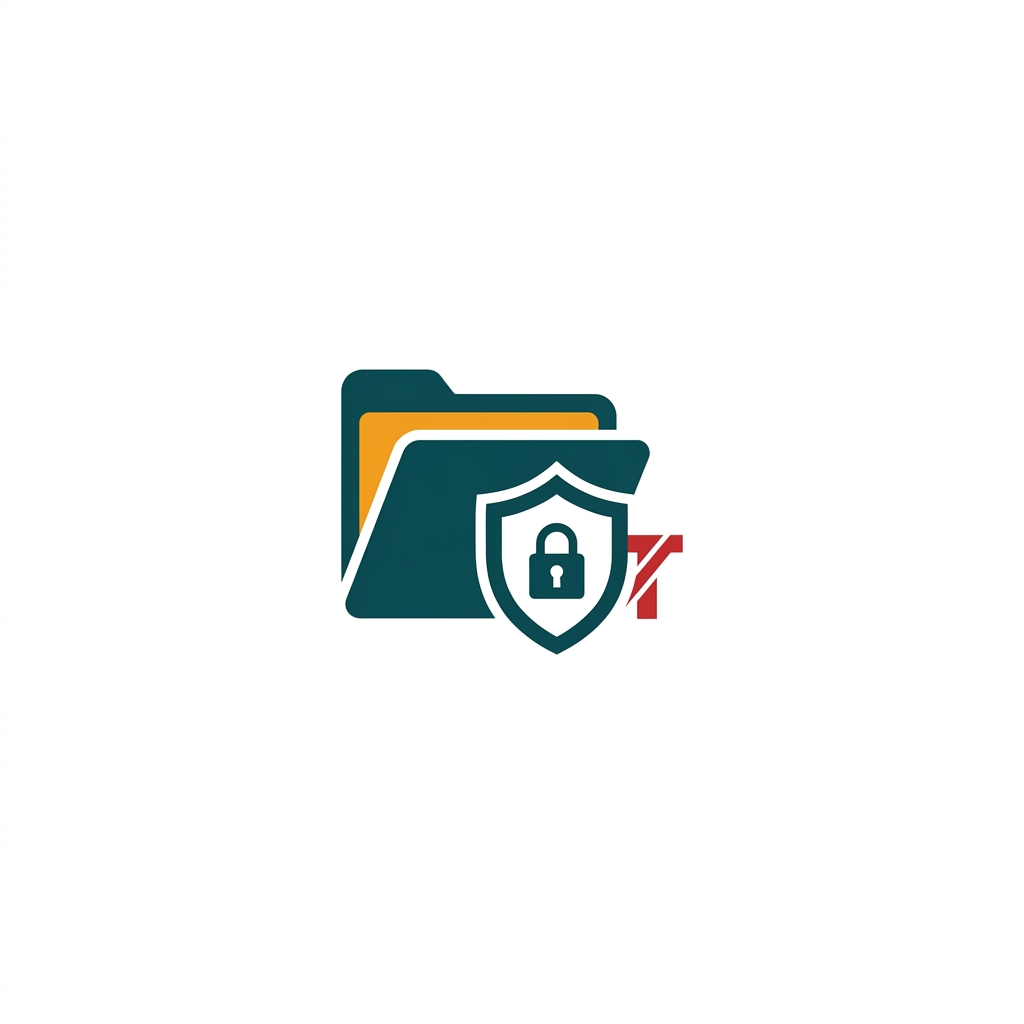 a folder icon with a shield and a lock overlay, blocking a red threat symbol