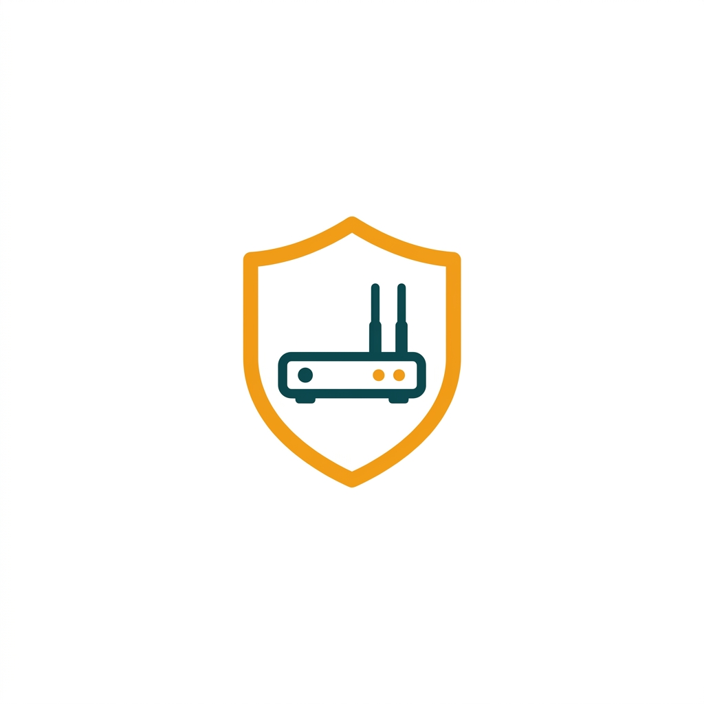 a router icon with a protective shield around it, indicating network security