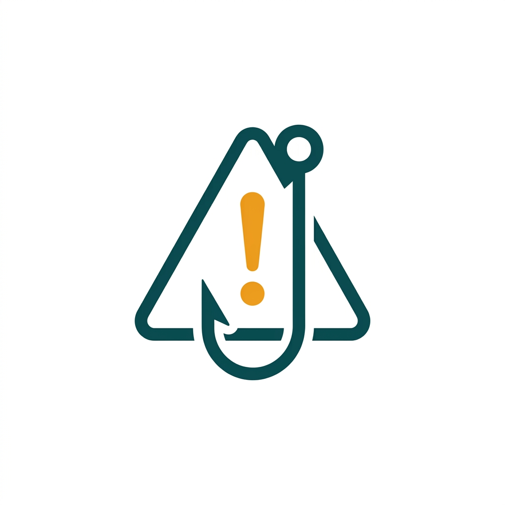 a fishing hook icon with a warning sign, representing phishing protection