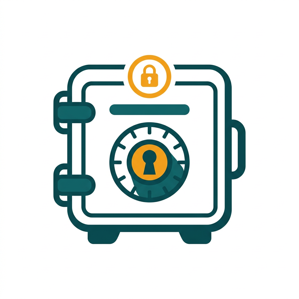 a secure digital vault icon with a keyhole, representing password storage