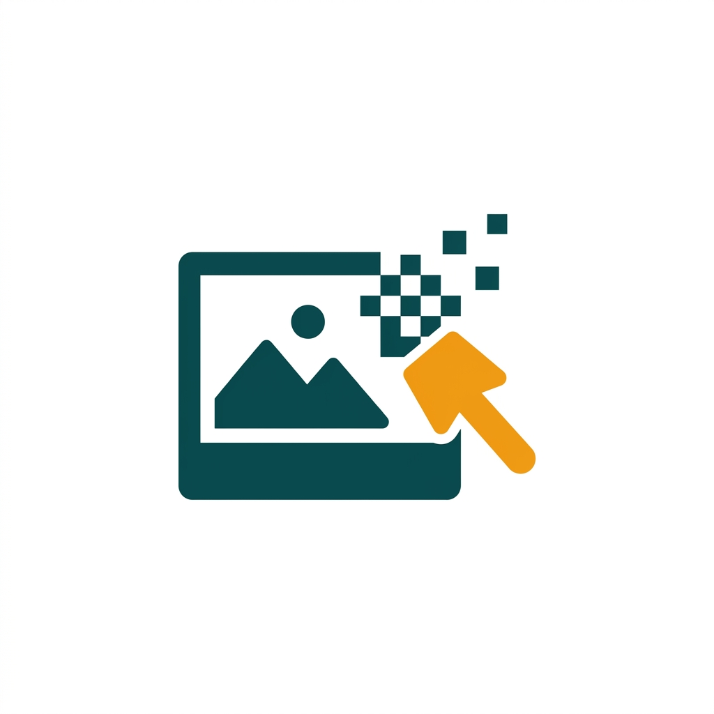 a digital photograph with pixelated metadata blocks being removed by a tool
