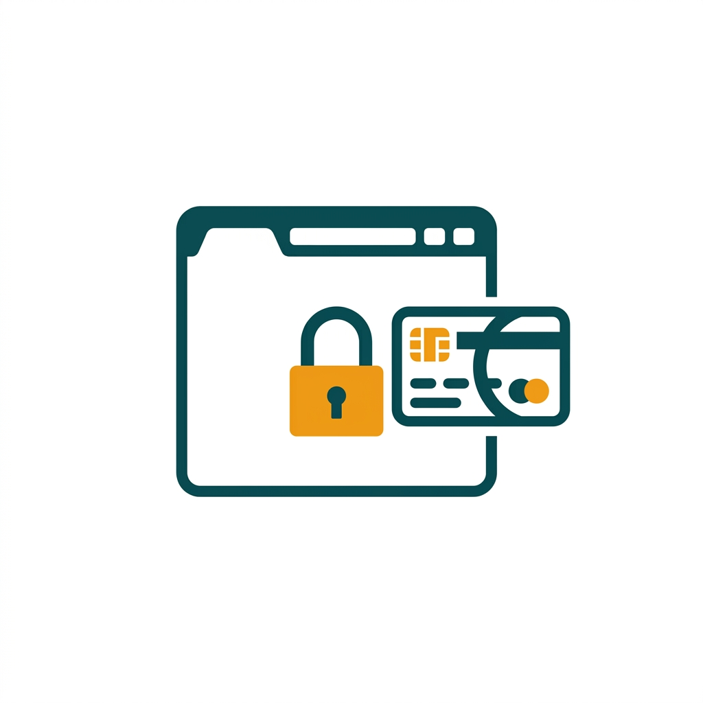 a credit card and a padlock icon floating securely over a browser window