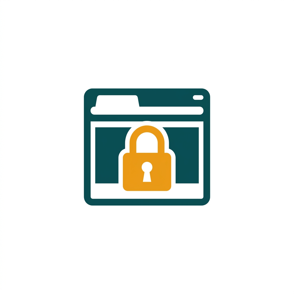 a padlock icon over an open web browser window