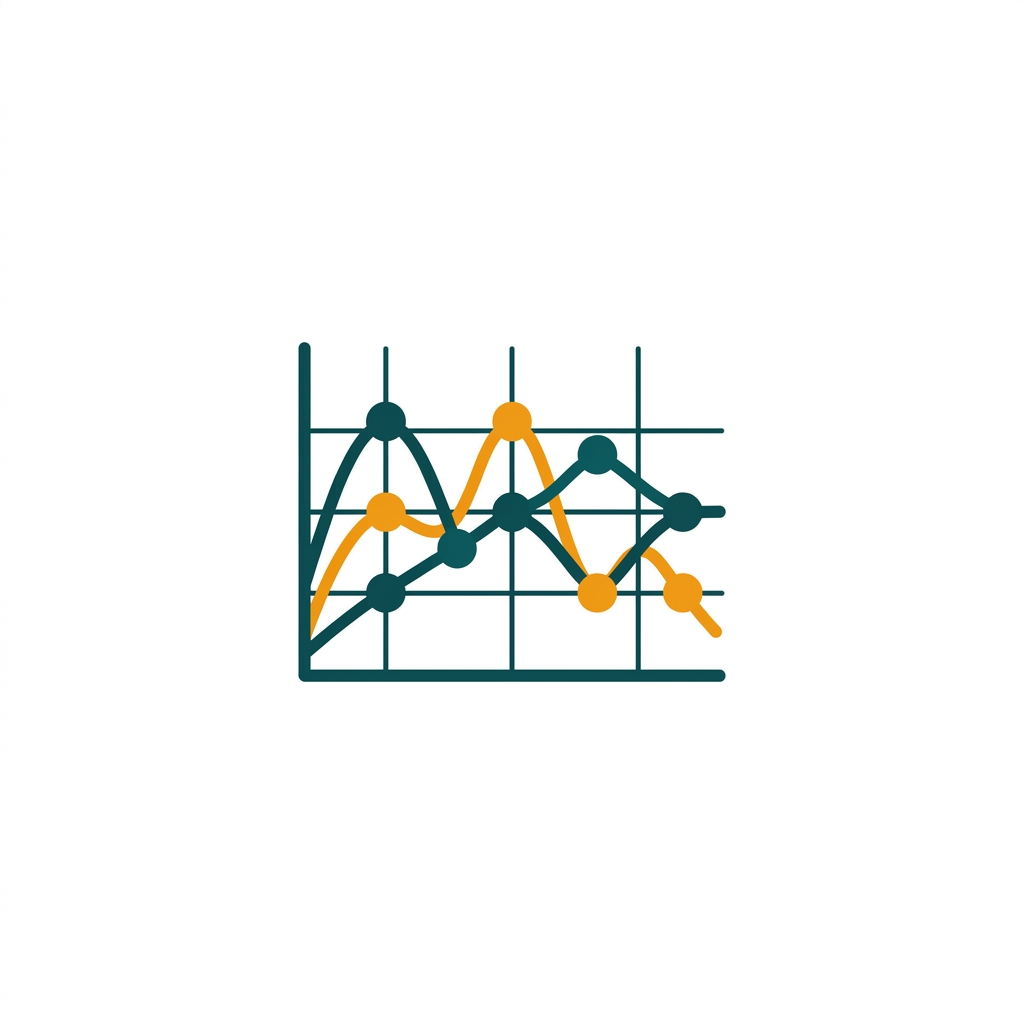 a stylized audio frequency spectrum graph with multiple colorful EQ nodes and curves
