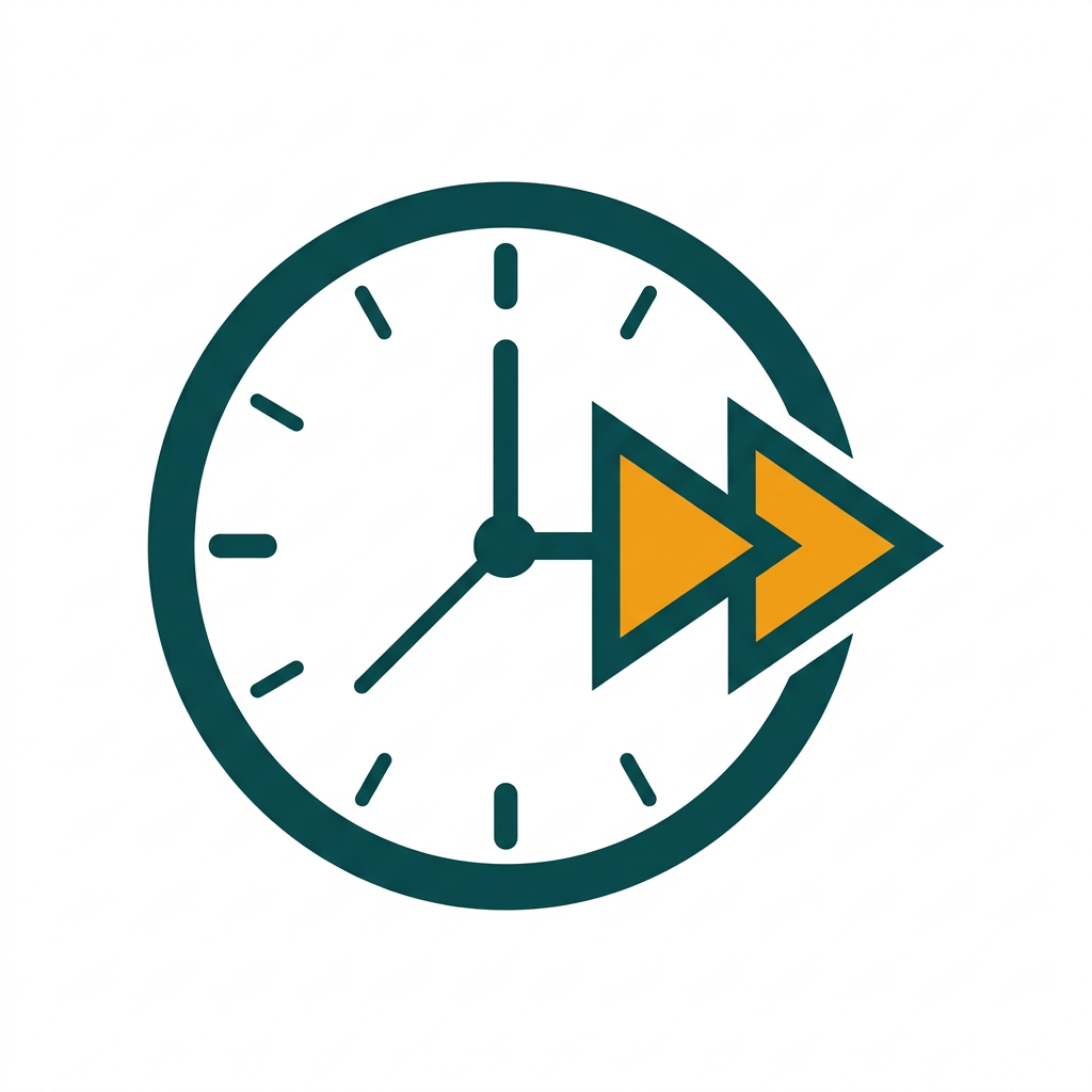 a clock icon with a fast-forward arrow, indicating a time-based function