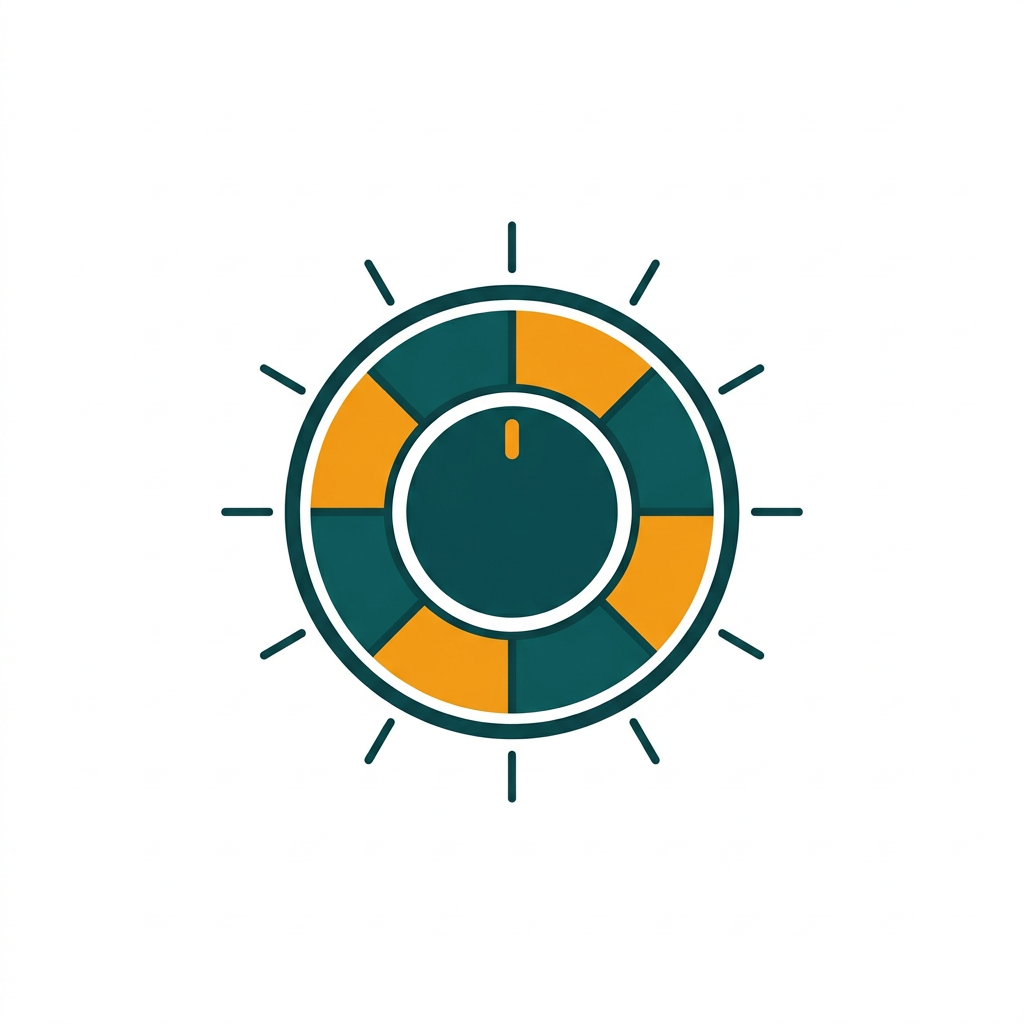 a circular knob with eight distinct colored segments representing different audio processing modes
