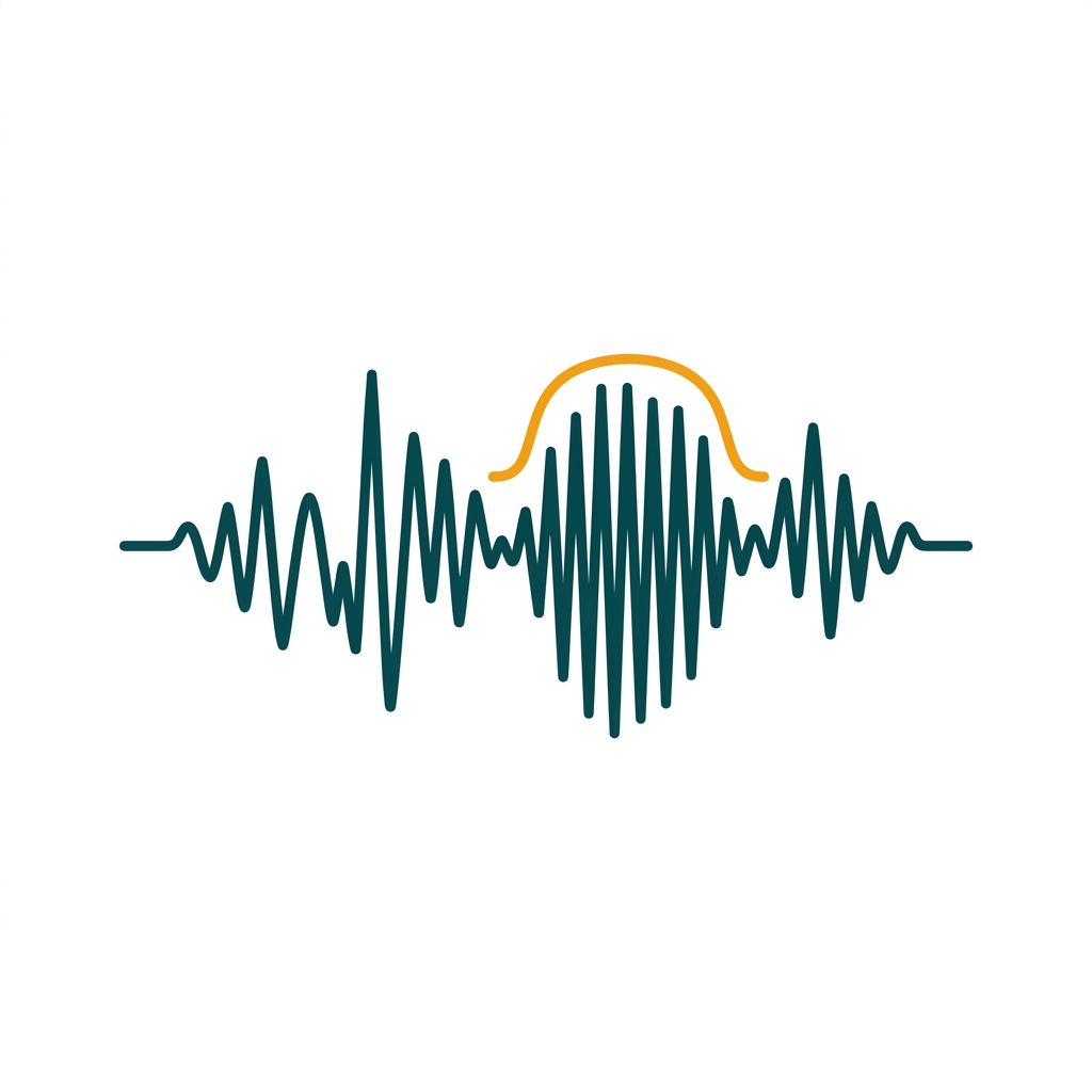 a sound wave with a bright yellow line isolating a high-frequency sibilant peak