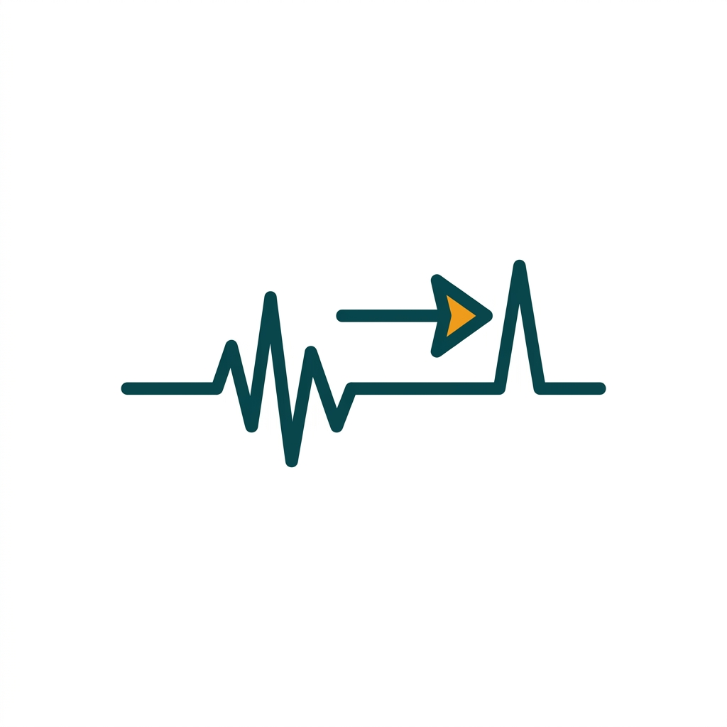 a horizontal timeline with a 'lookahead' arrow pointing to an upcoming audio peak