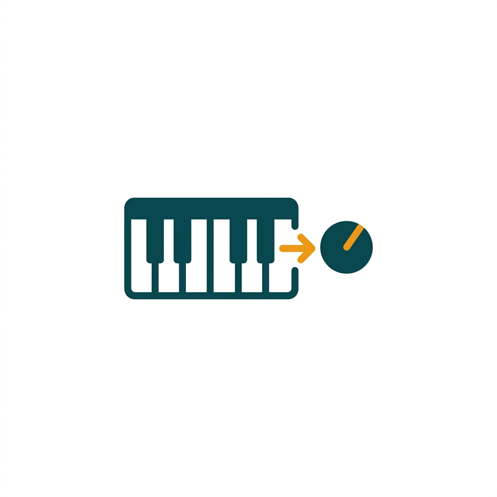 a small piano keyboard icon linked to a control knob, representing MIDI learn