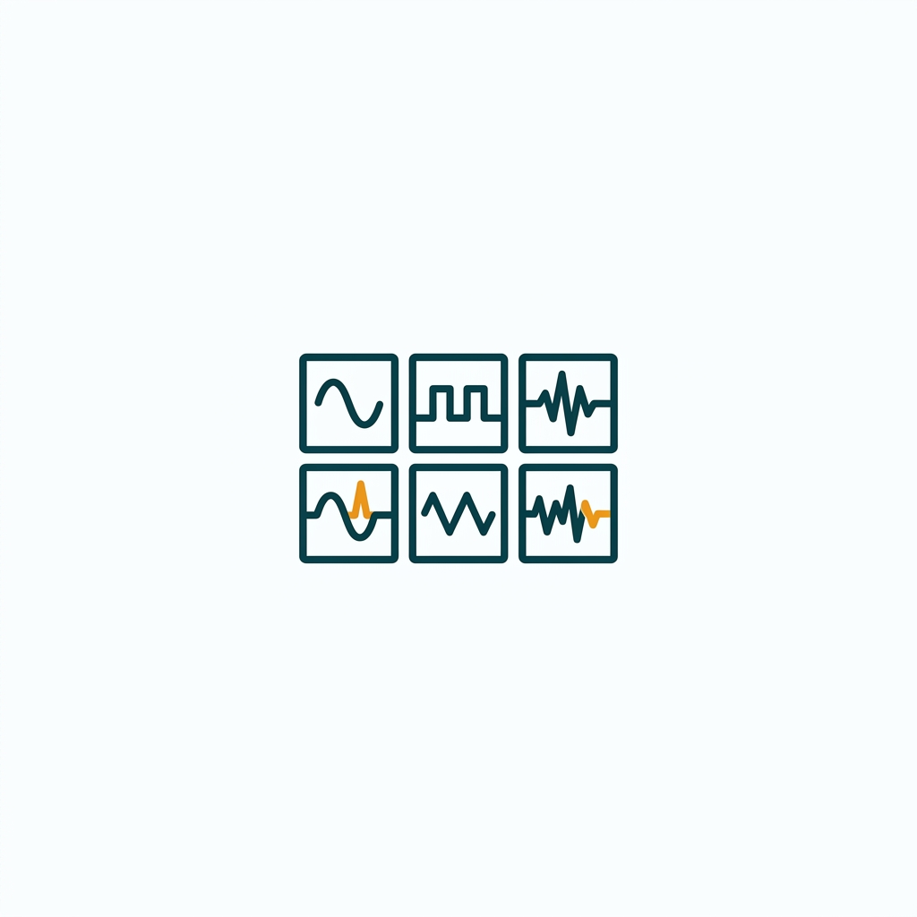 a series of six small, distinct waveform icons arranged in a grid
