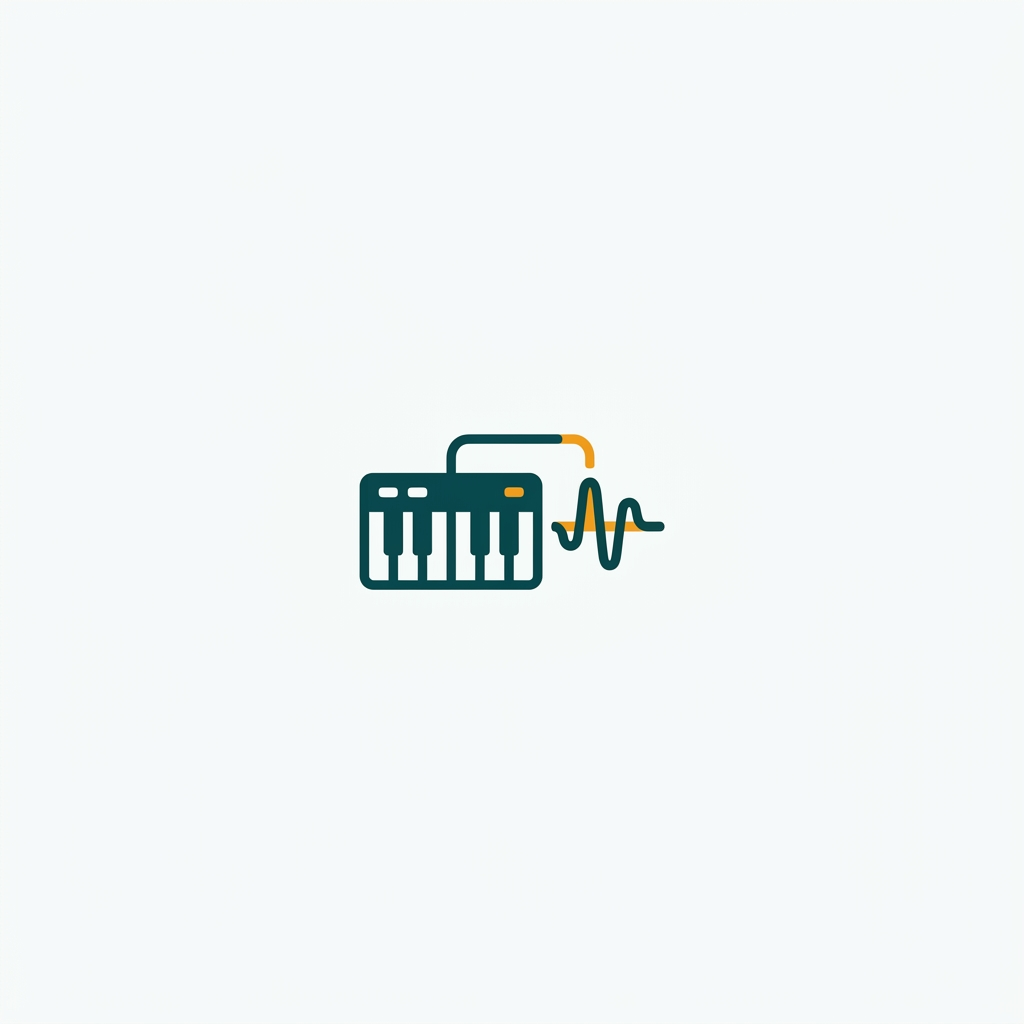 a simple icon of a MIDI keyboard connected to a sound wave symbol