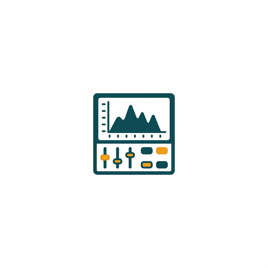 a clean user interface with a real-time frequency analyzer display and interactive elements highlighted