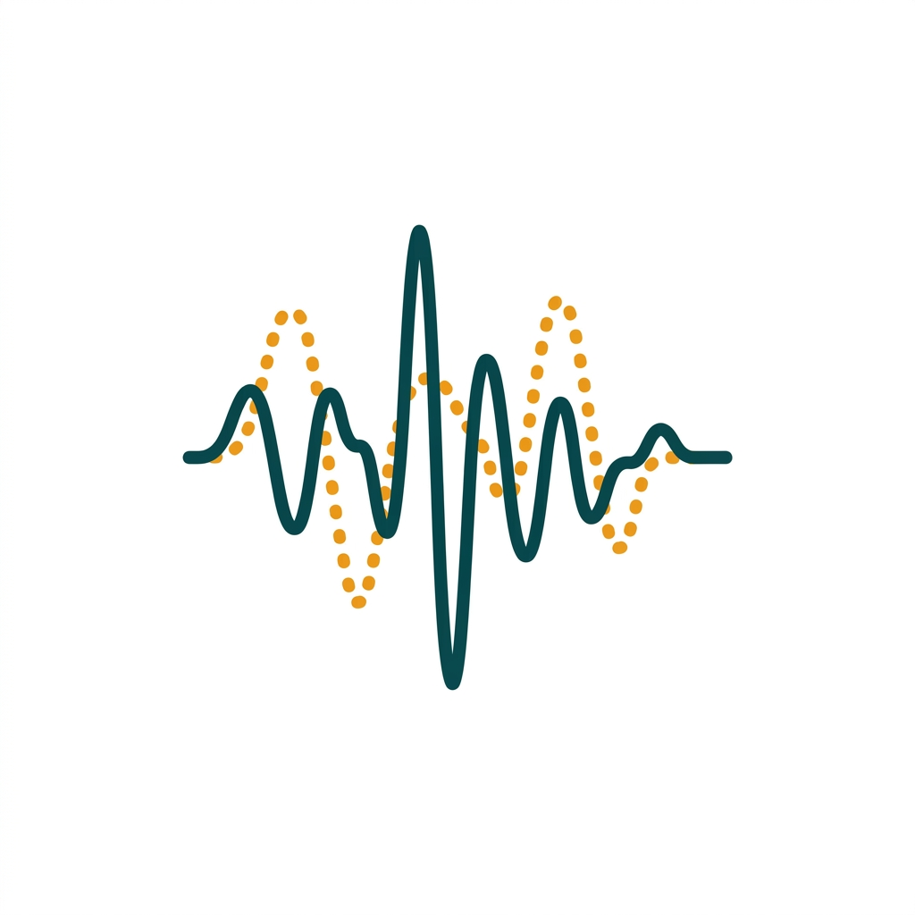 two overlapping audio frequency curves, one solid and one dotted, showing a comparison