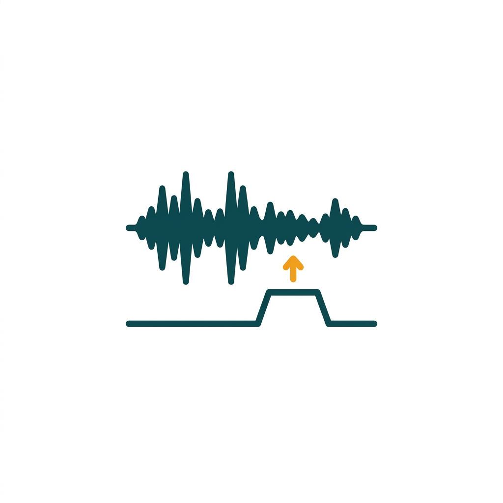 a simple audio waveform being automatically attenuated by a control signal from another track