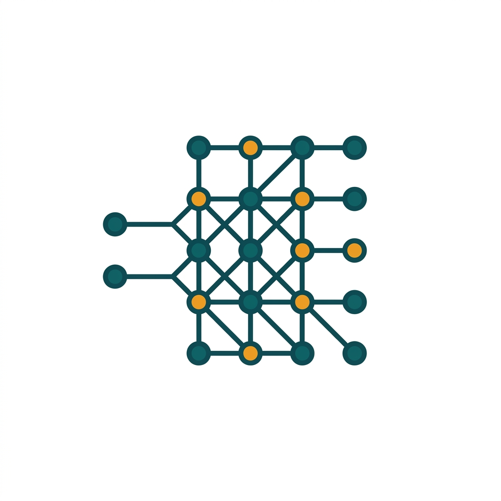 a grid of interconnected nodes and lines, representing a complex signal path