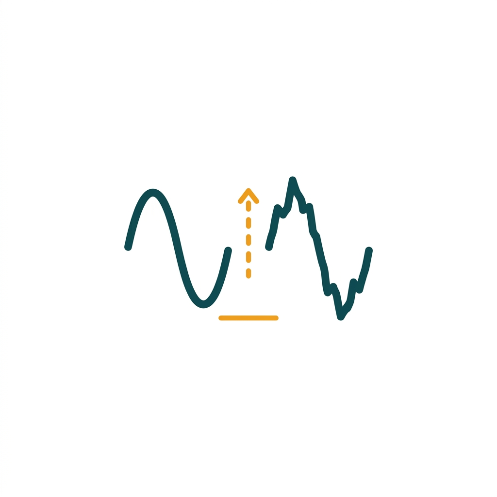 a clean sine wave next to a slightly jagged one, showing processing quality difference