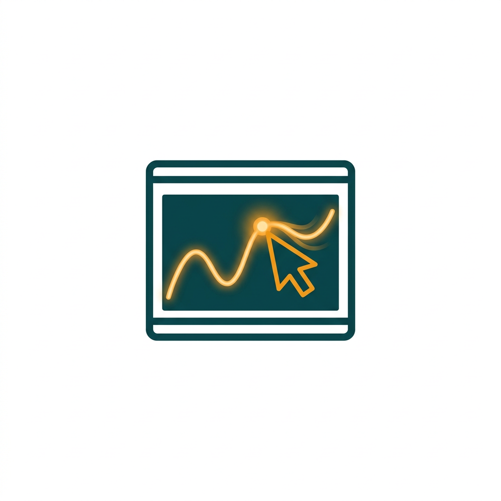 a user interface with a glowing line graph that a cursor is actively dragging and shaping