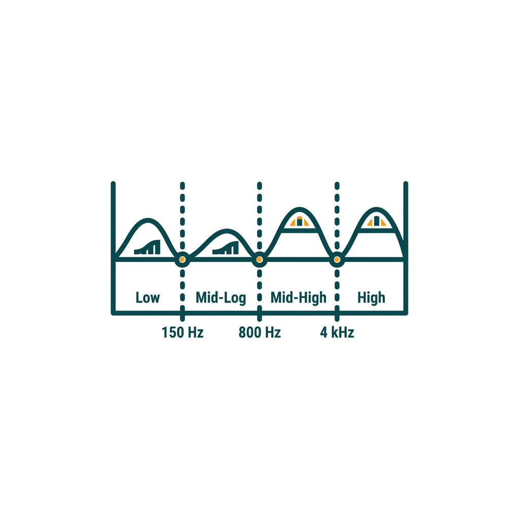 a multiband display with crossover points and saturation graphs for each band