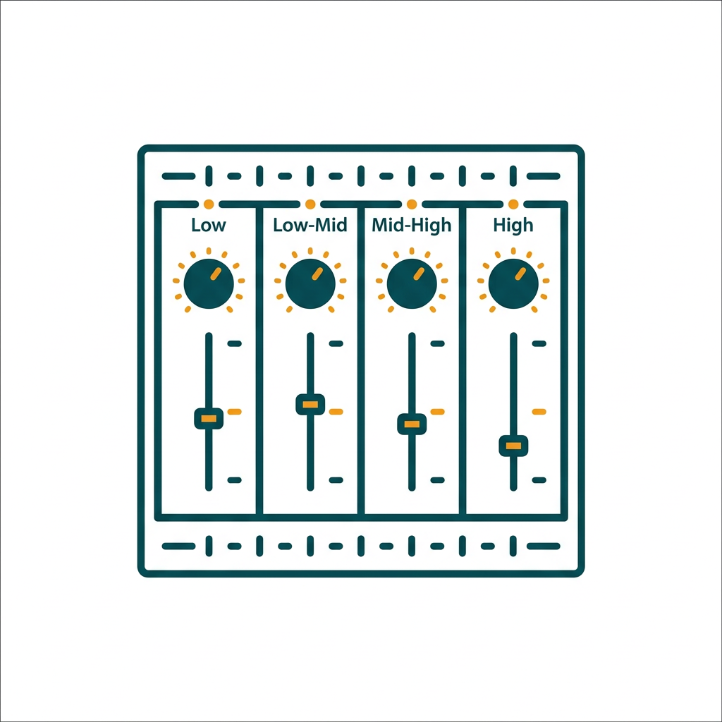 a multiband compressor interface with four distinct frequency bands