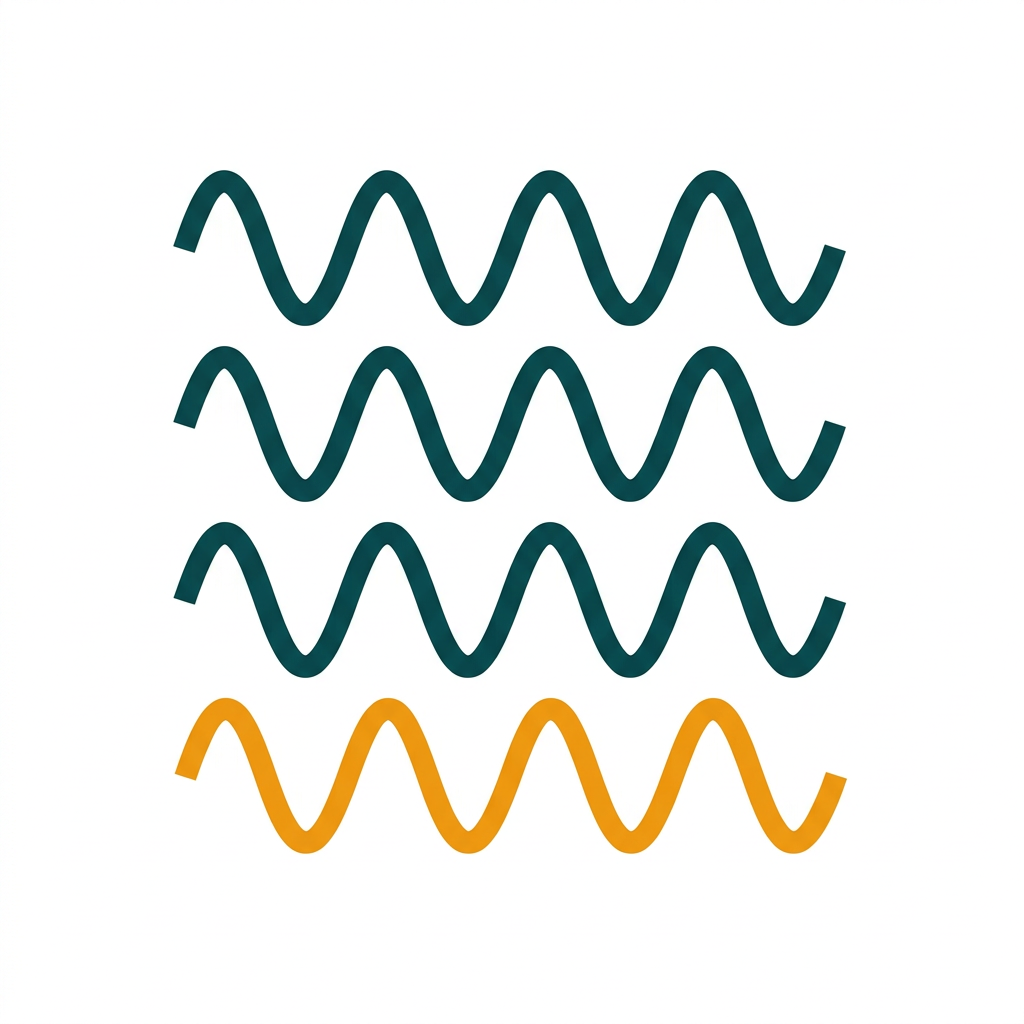 four stacked sine wave icons representing audio oscillators, minimalist style