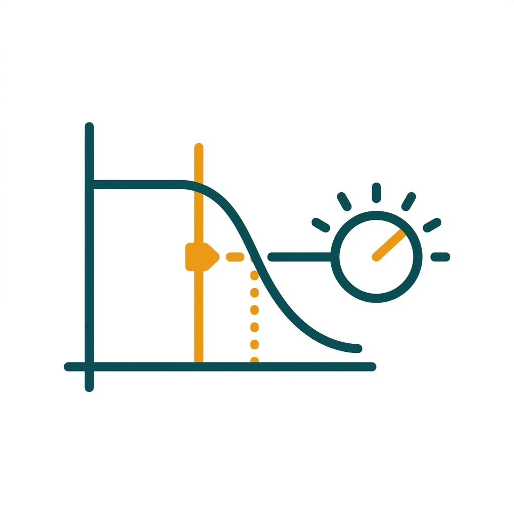 a graphical representation of a low-pass filter curve with a cutoff knob icon