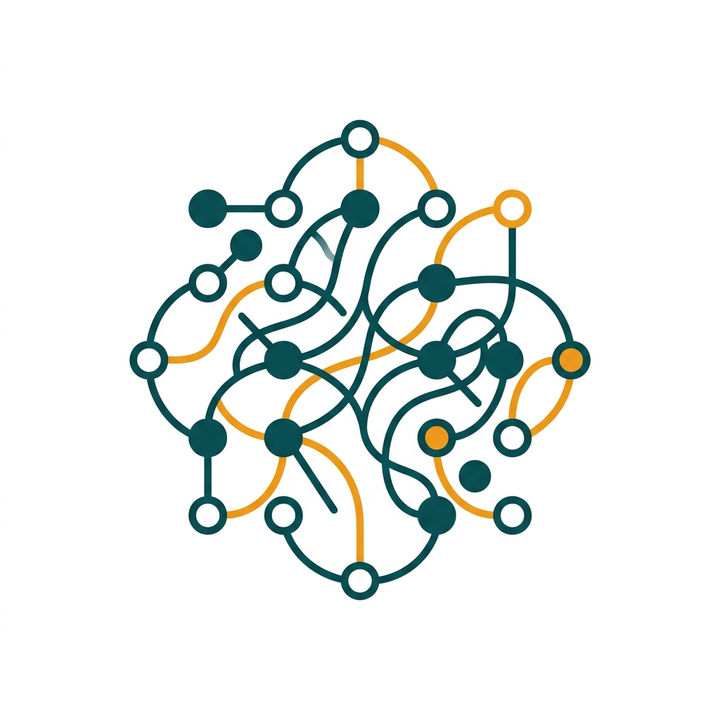 a node graph with curved lines connecting different points, representing modulation paths