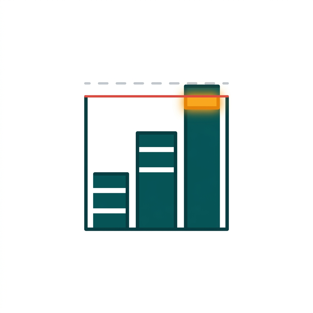 a vertical bar graph showing audio levels hitting a transparent ceiling, representing a limiter