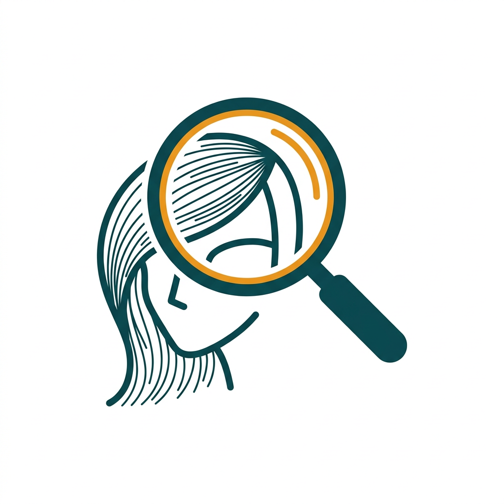 a magnifying glass focusing on the fine strands of hair on a portrait, showing clean edge detection