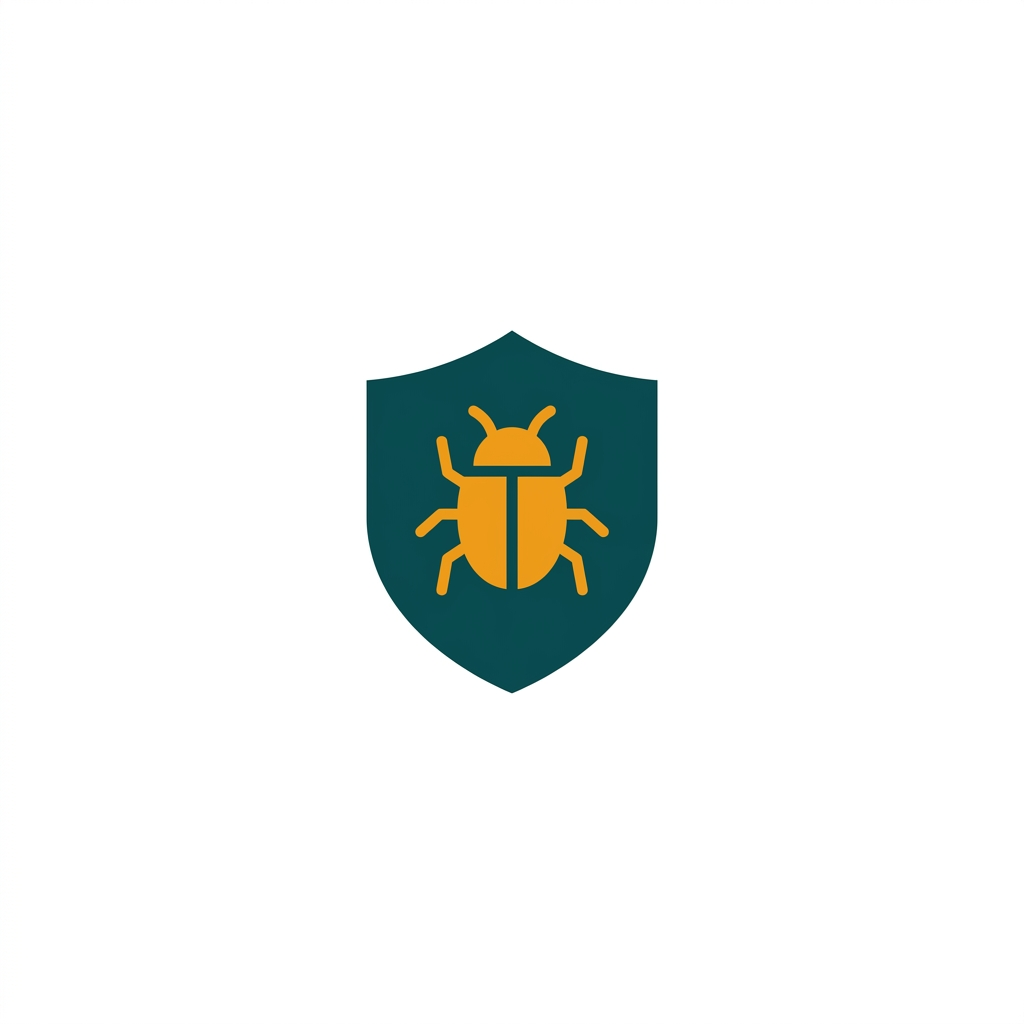 a shield icon with a bug symbol inside, representing antivirus protection