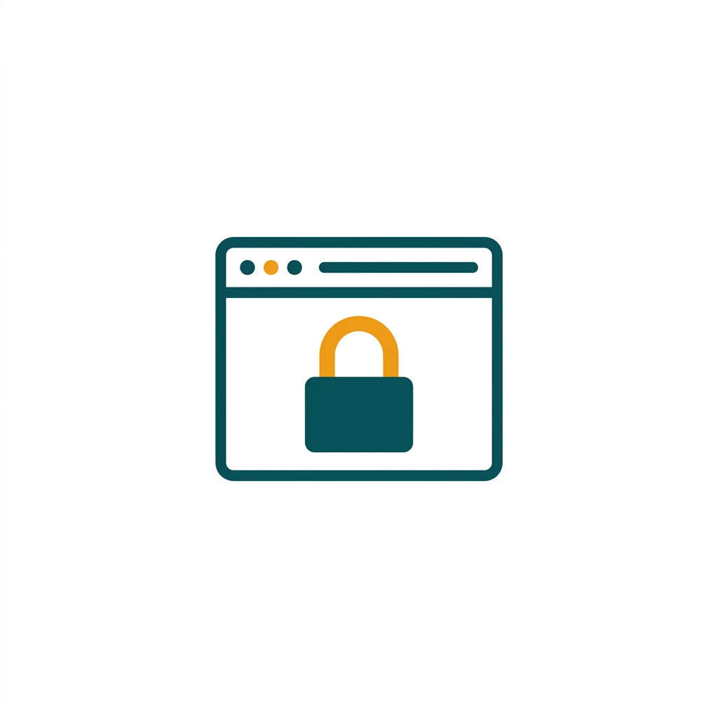 a simplified browser window with a padlock icon, symbolizing safe browsing