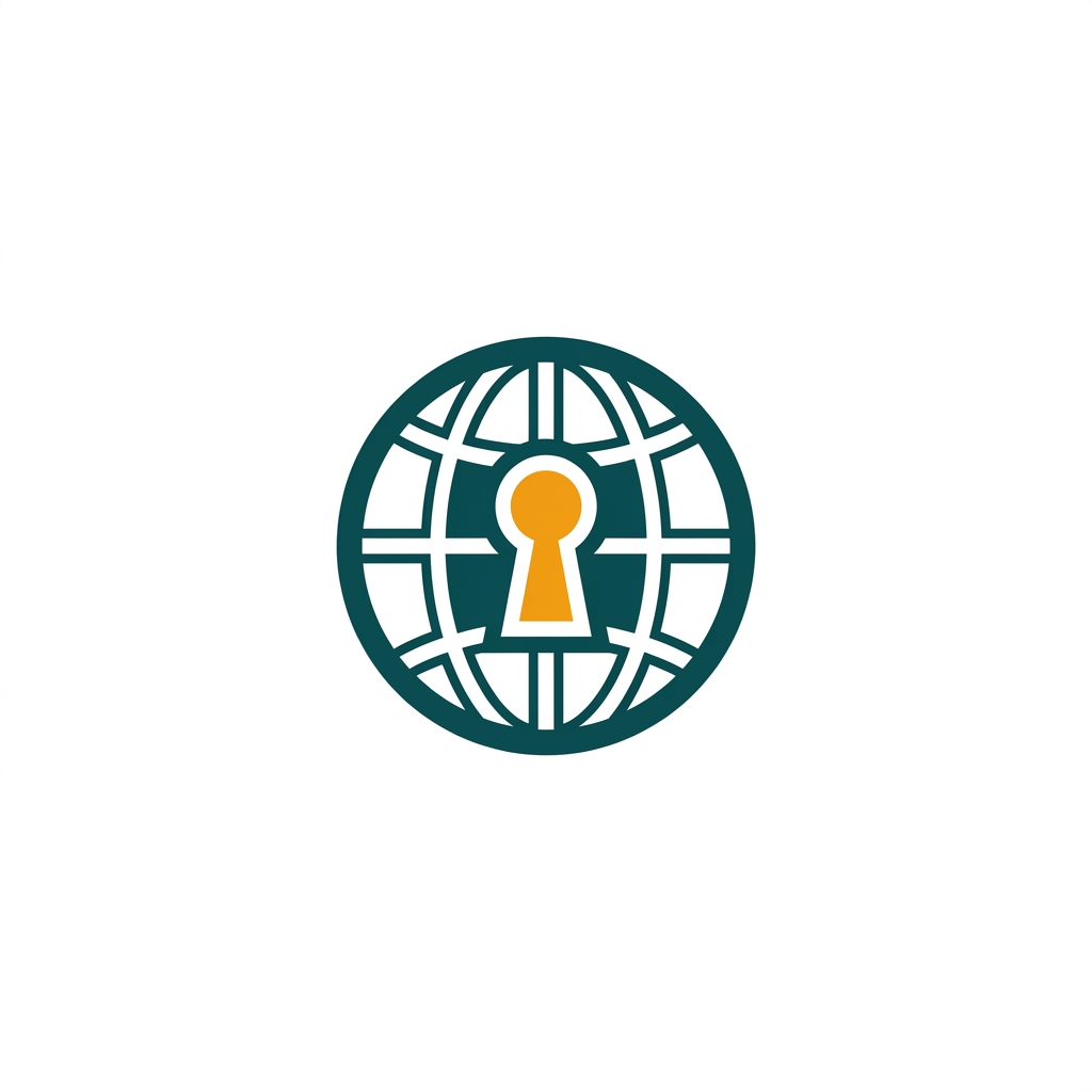 a globe icon with a keyhole, representing a secure virtual private network (VPN)