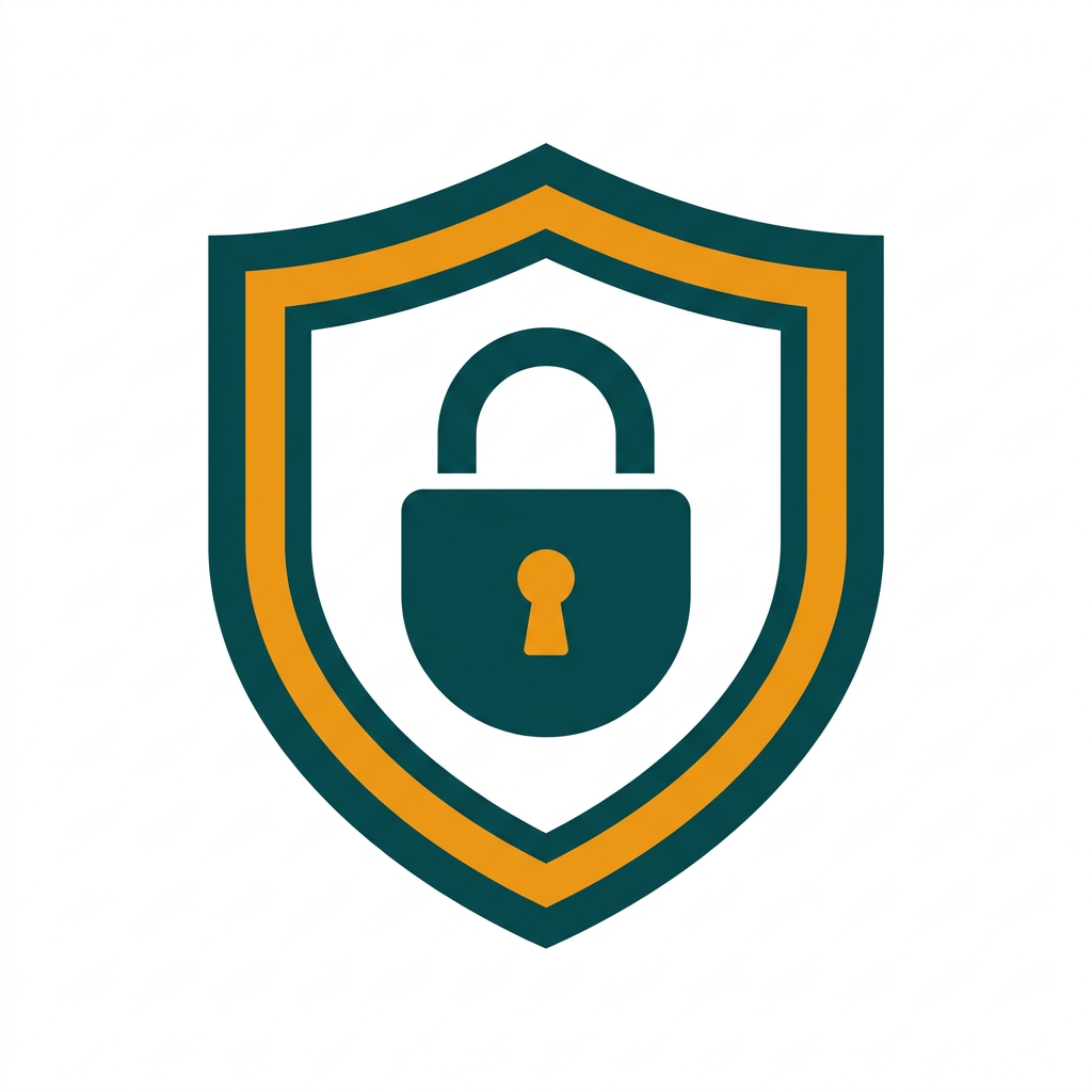 a solid padlock icon inside a thick shield, symbolizing strong digital security and encryption